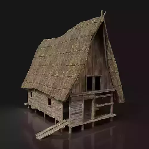 Next Gen AAA FANTASY MEDIEVAL WOODEN HOUSE VILLAGE THATCHED HUT Low-poly 3D model