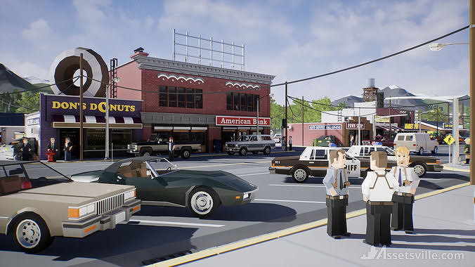 Assetsville Town Low-poly 3D model