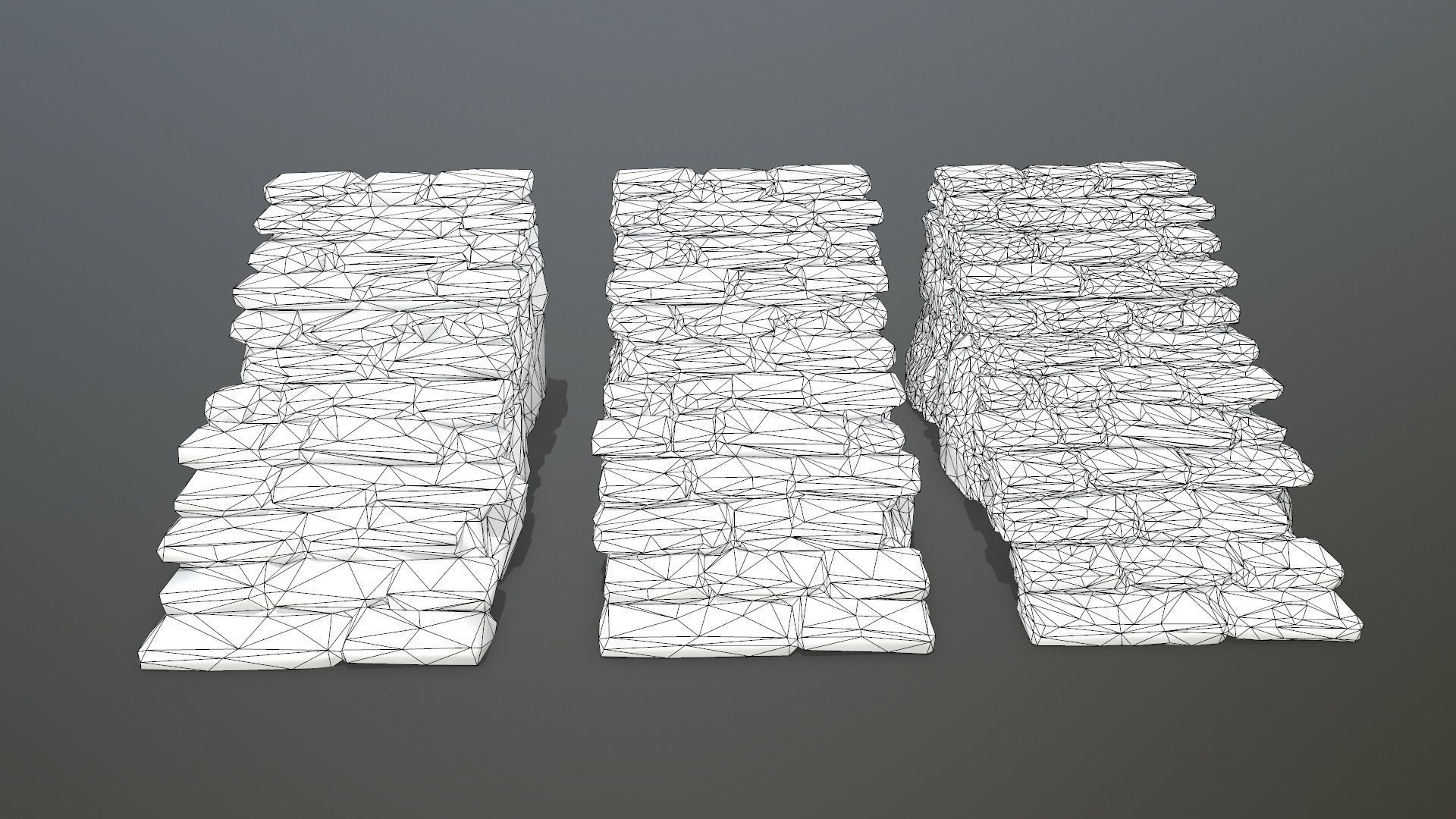 stairs stone wall with moss Low-poly 3D model_12