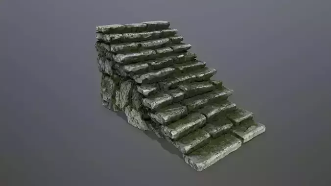 stairs stone wall with moss