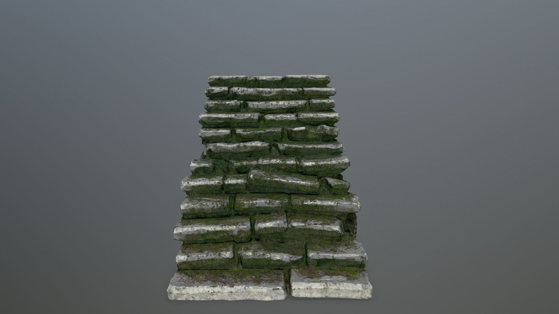 stairs stone wall with moss Low-poly 3D model_7