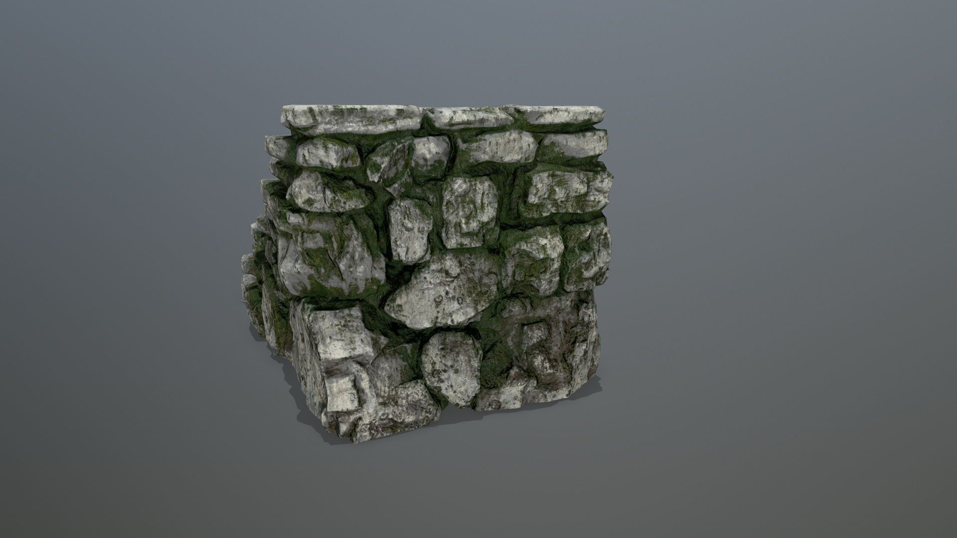stairs stone wall with moss Low-poly 3D model_3