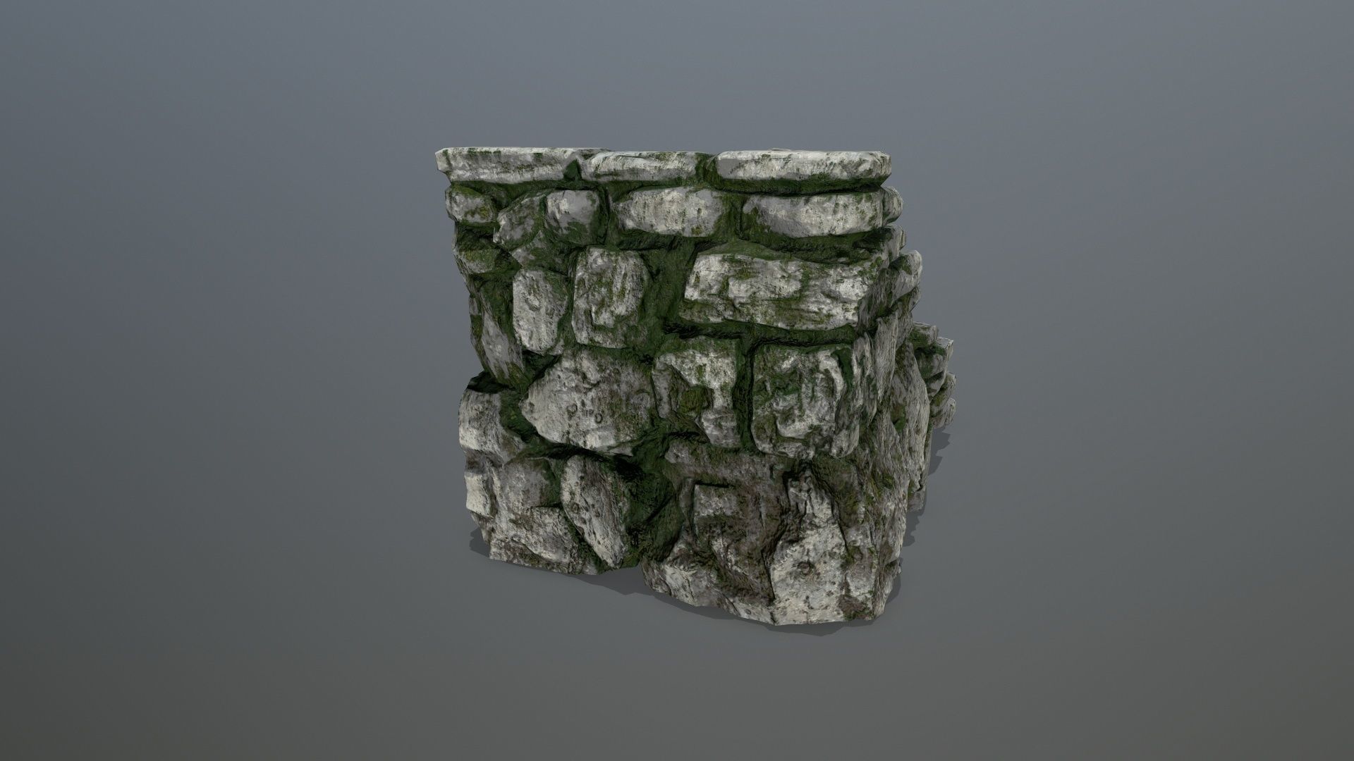 stairs stone wall with moss Low-poly 3D model_2