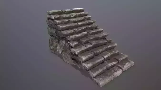 stairs stone wall Low-poly 3D model