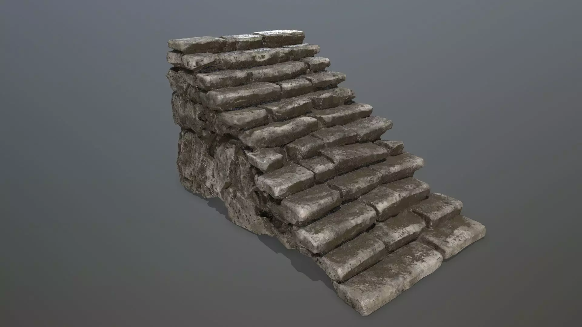 stairs stone wall Low-poly 3D model