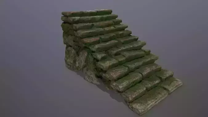 stairs stone wall with moss