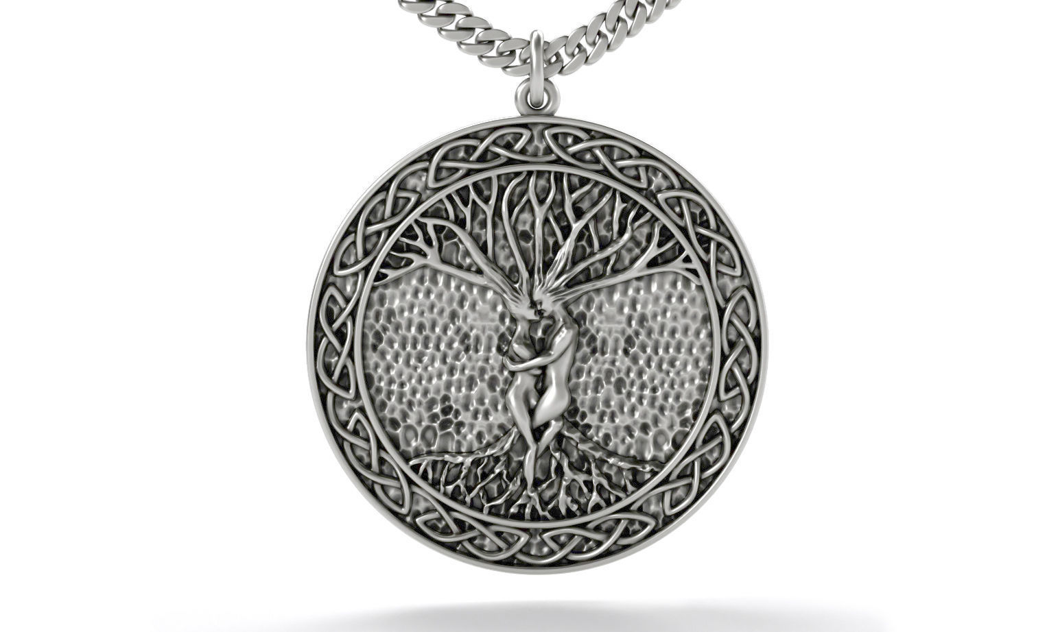 tree of life silver pendant 3D print model_1
