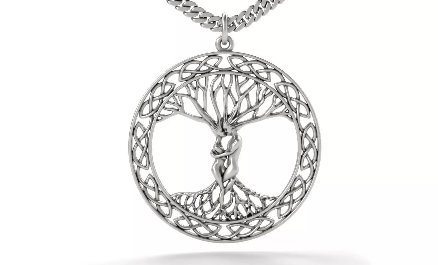 tree of life silver pendant 3D print model_0