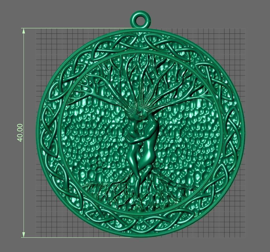 tree of life silver pendant 3D print model_3