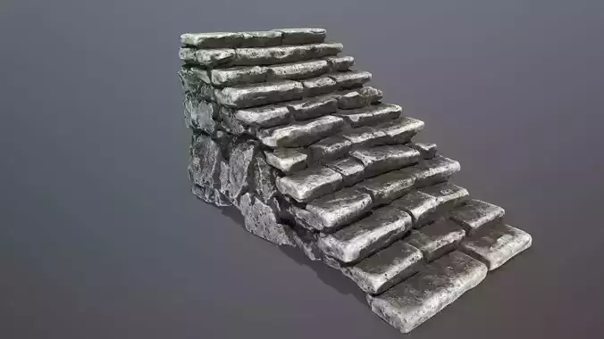 stairs stone wall Low-poly 3D model