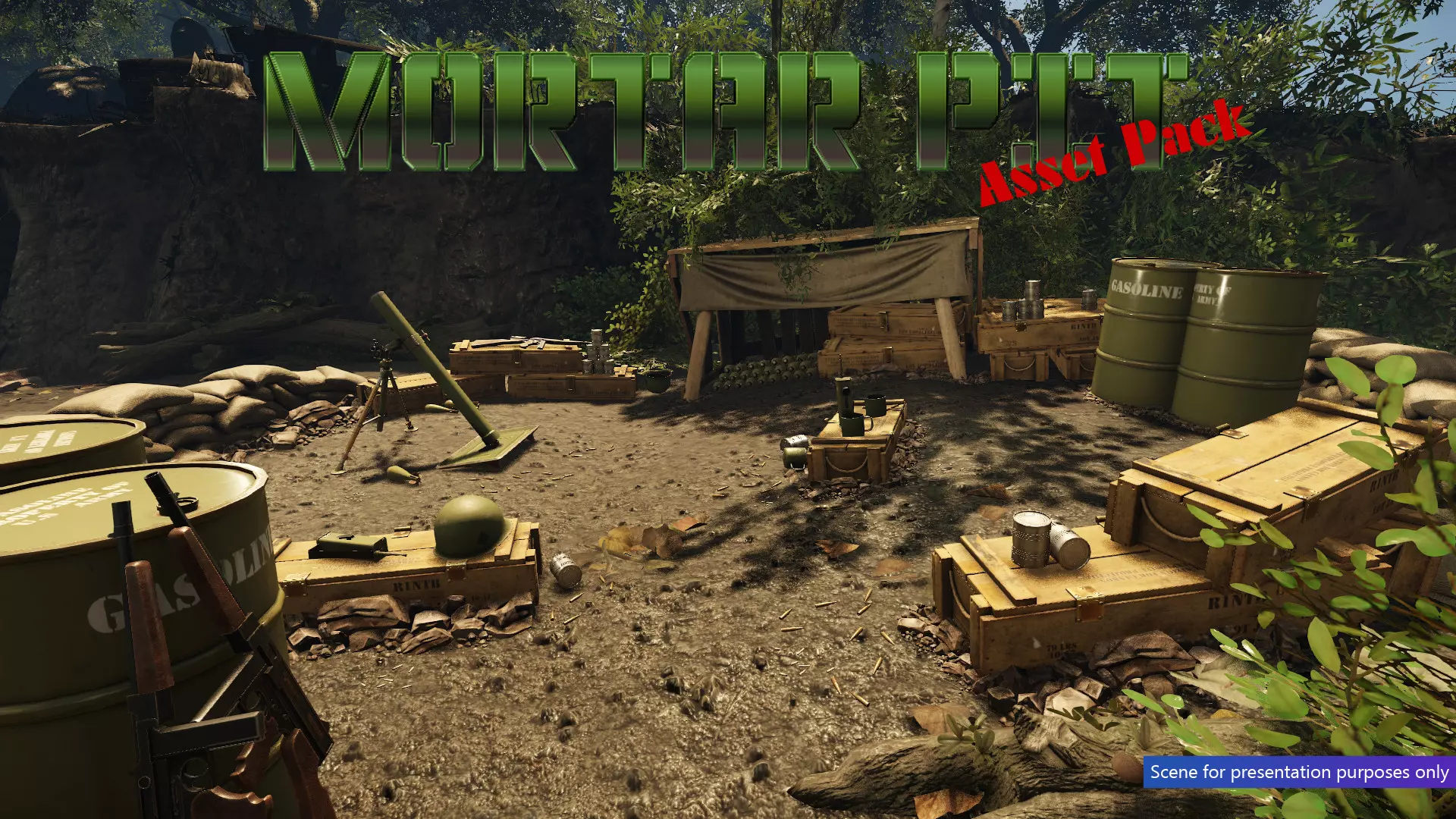 Low-Poly Mortar Pit Pack Low-poly 3D model_0