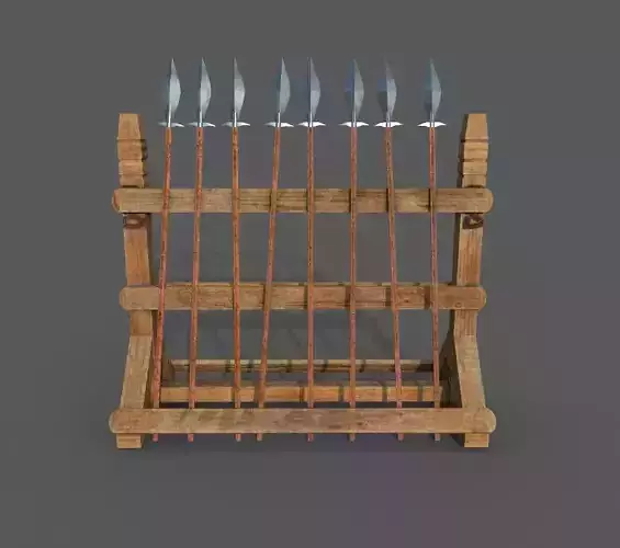 spears wooden sword rack Low-poly 3D model