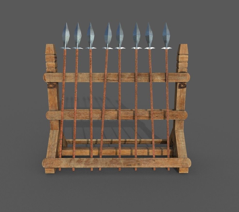 3D model spears wooden sword rack VR / AR / low-poly | CGTrader