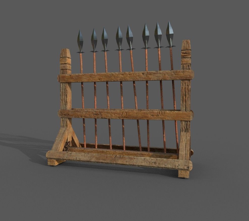 3D model spears wooden sword rack VR / AR / low-poly | CGTrader