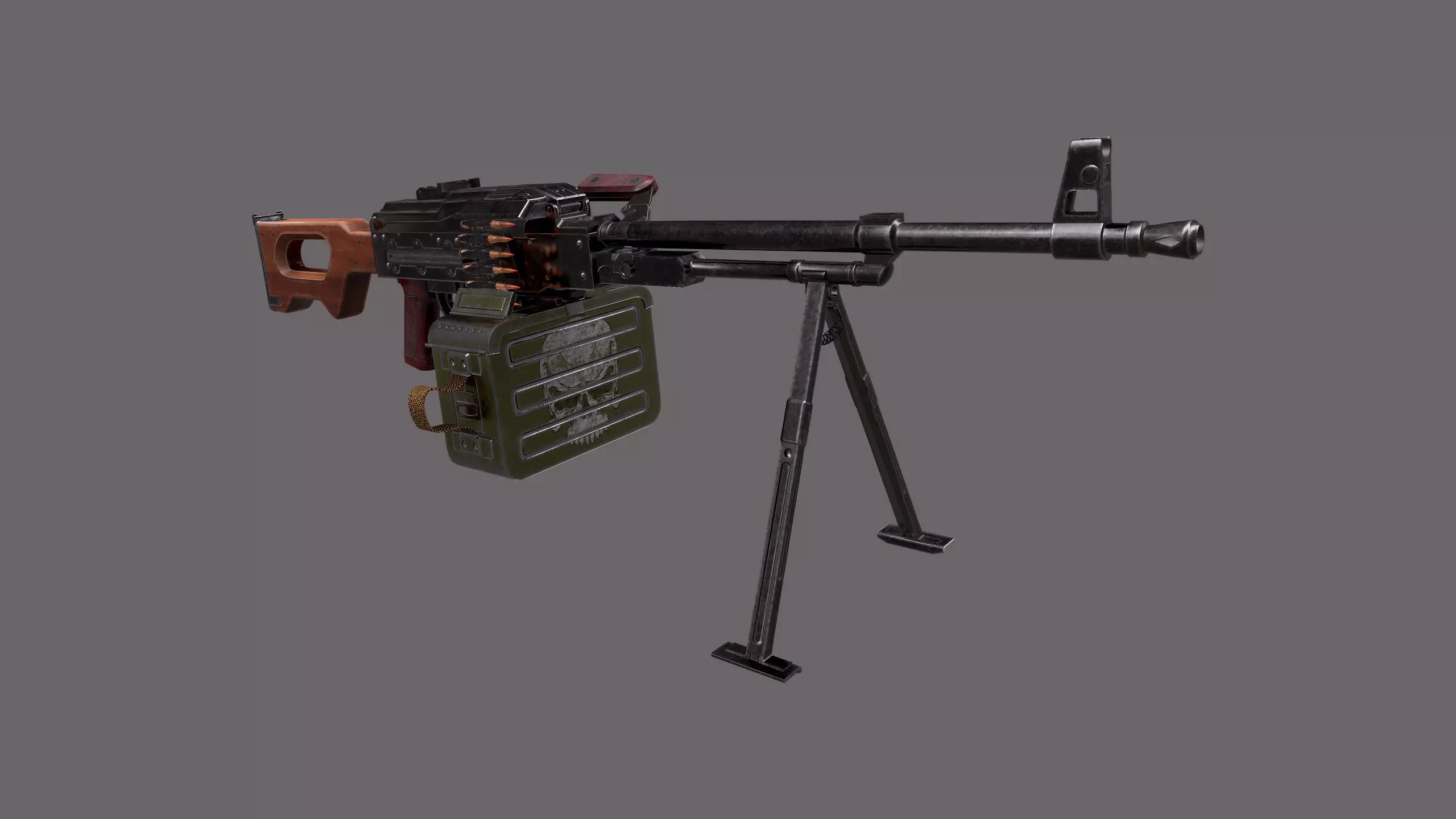 PKM Machine Gun Low-poly 3D model_0