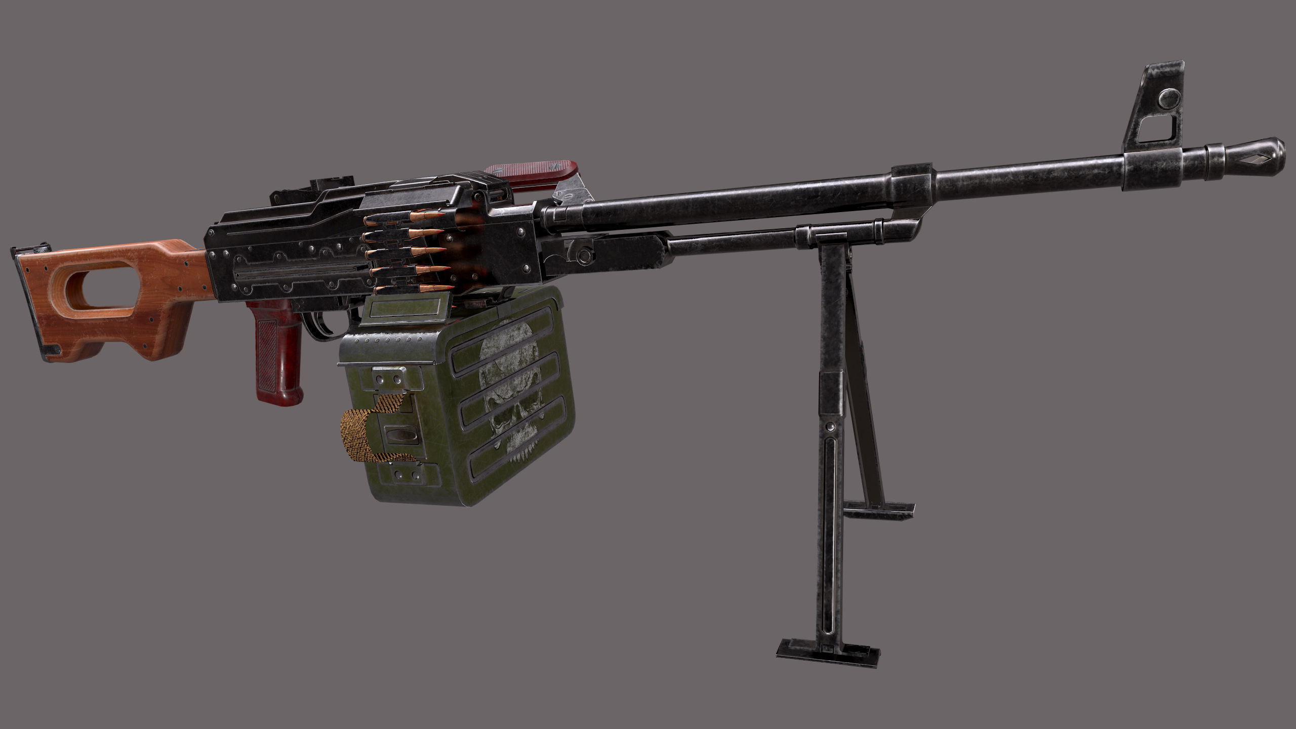 PKM Machine Gun Low-poly 3D model_1