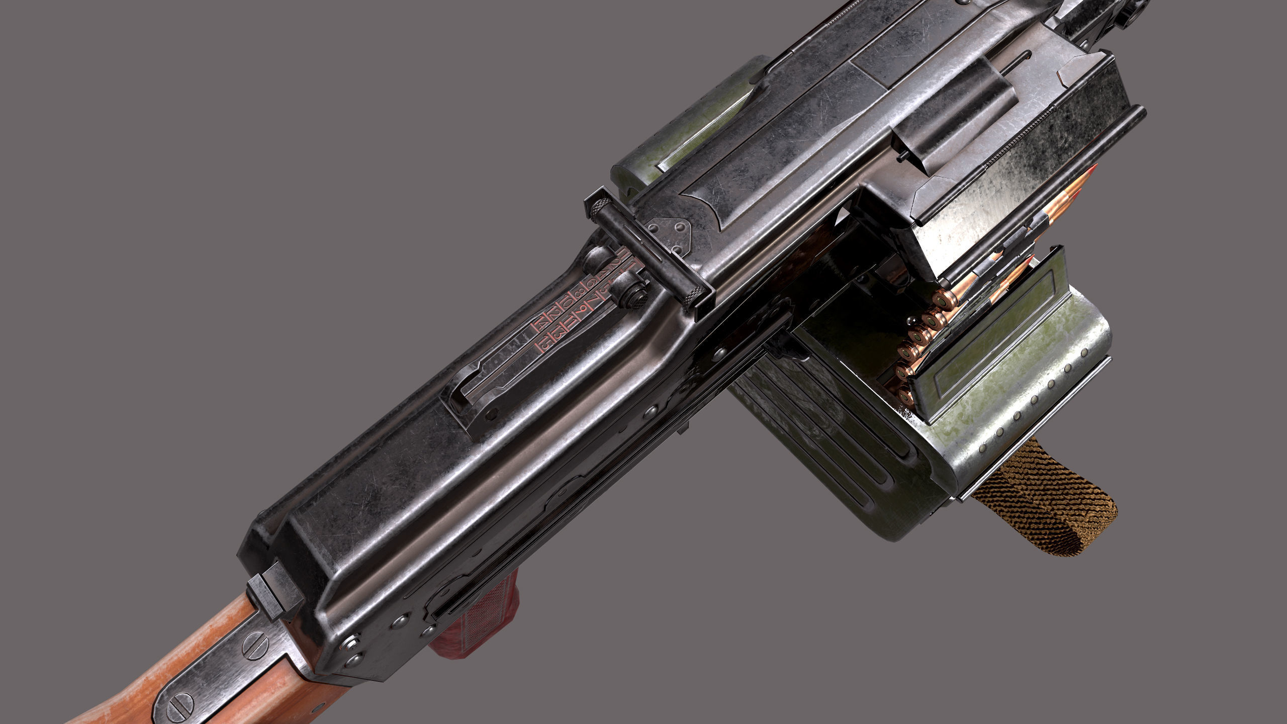 PKM Machine Gun Low-poly 3D model_3