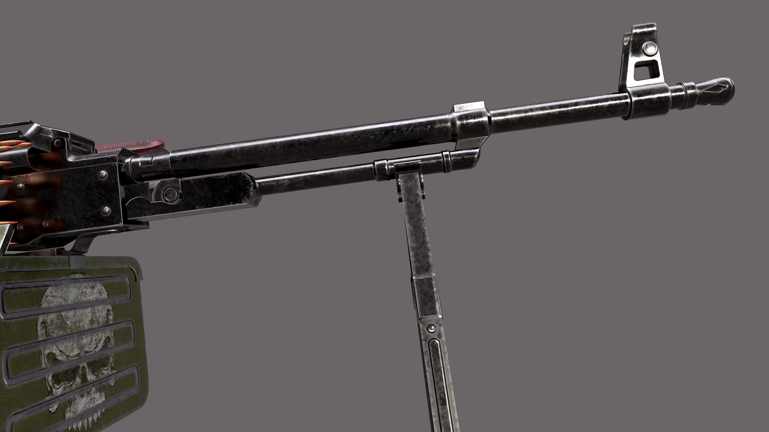 PKM Machine Gun Low-poly 3D model_5