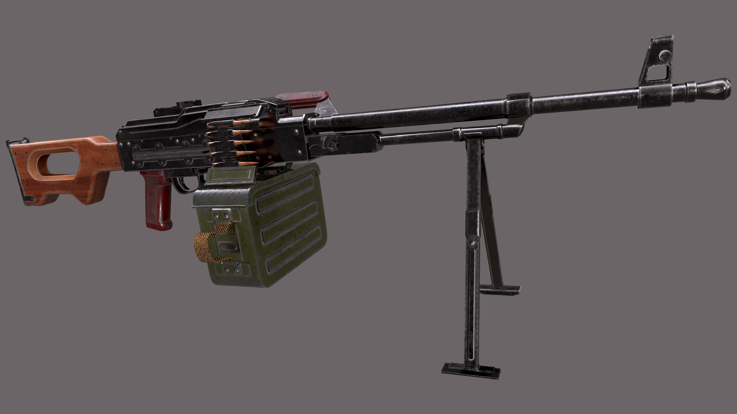 PKM Machine Gun Low-poly 3D model_2