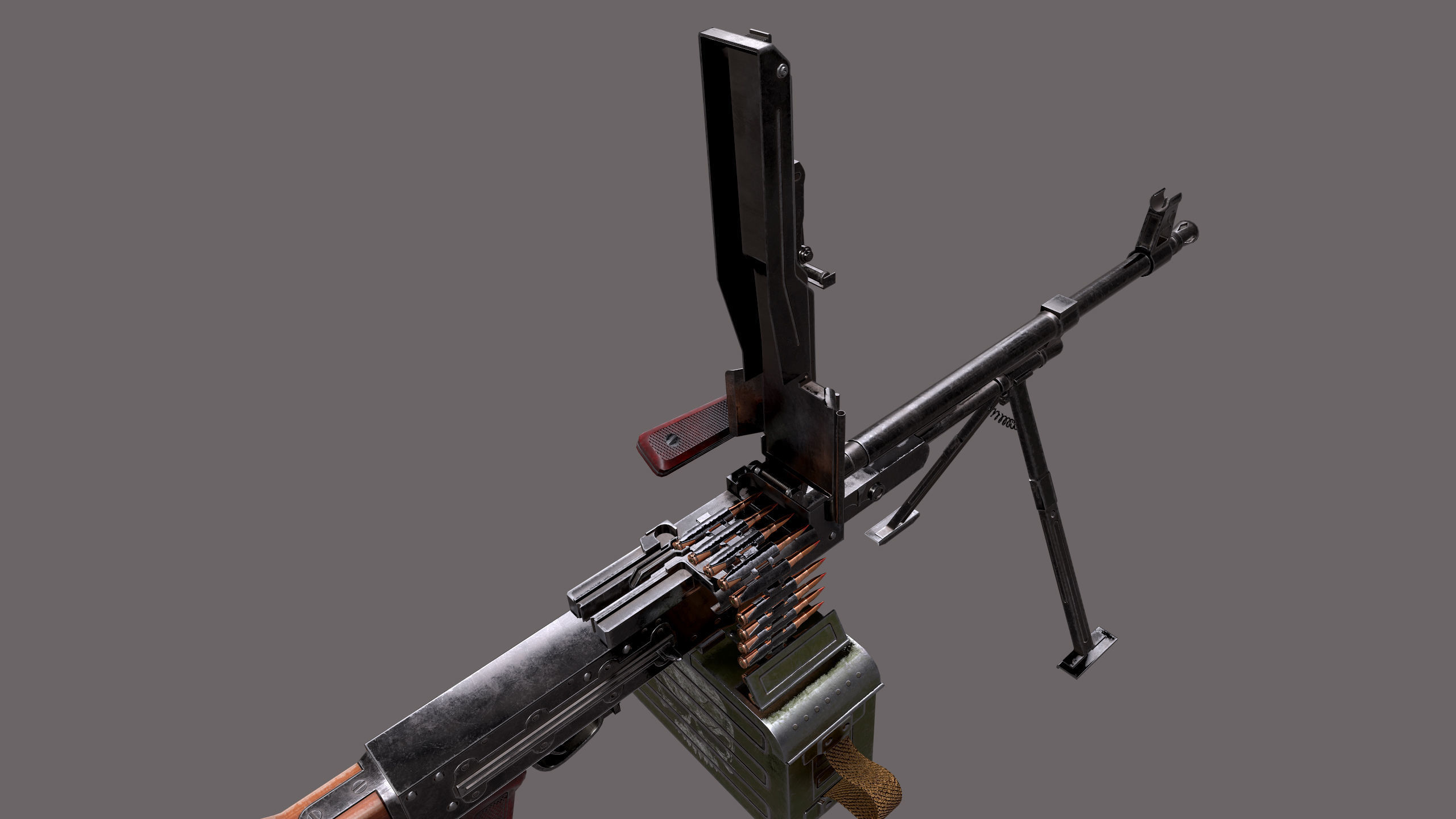 PKM Machine Gun Low-poly 3D model_7