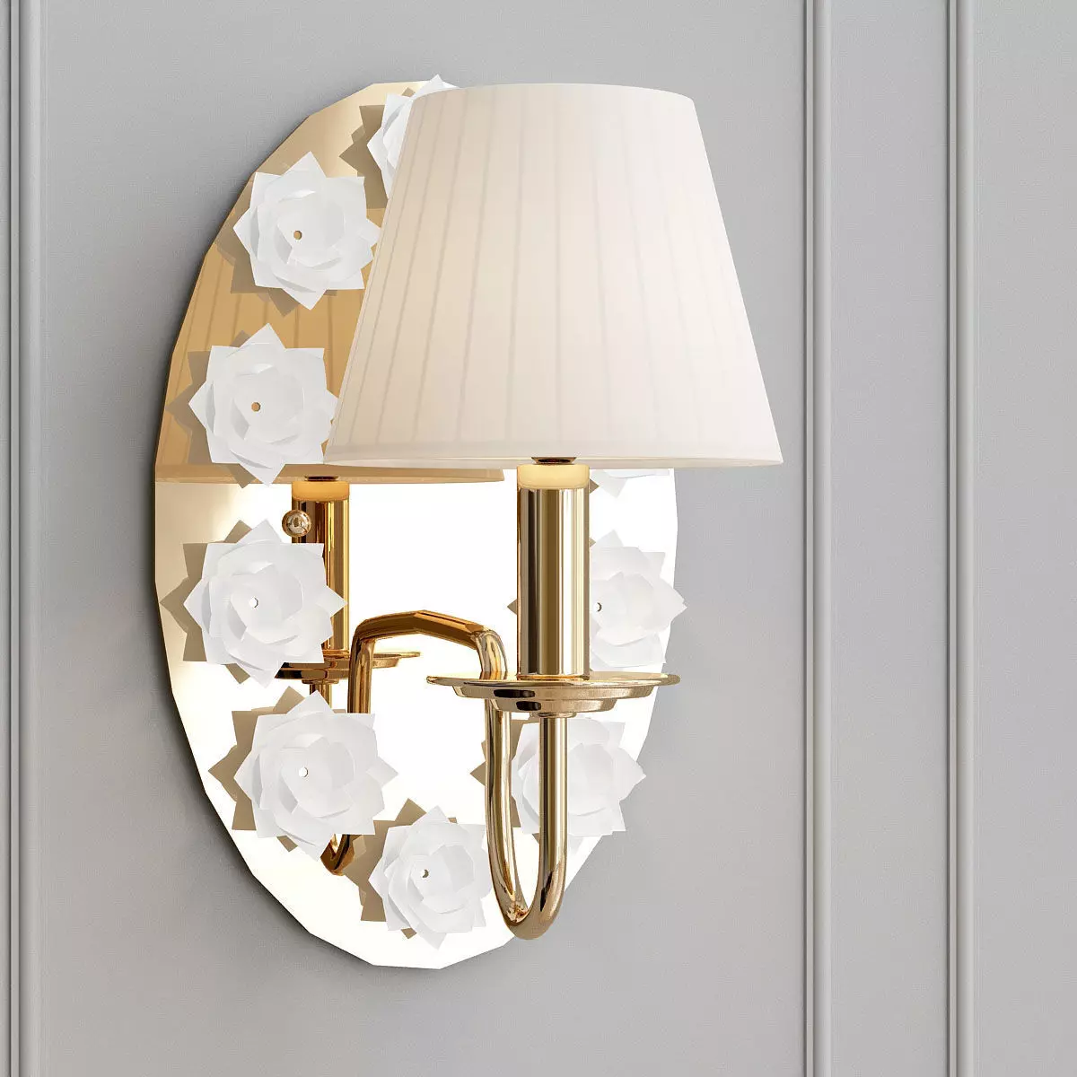 Porcelain Flower Sconce 3D model_0