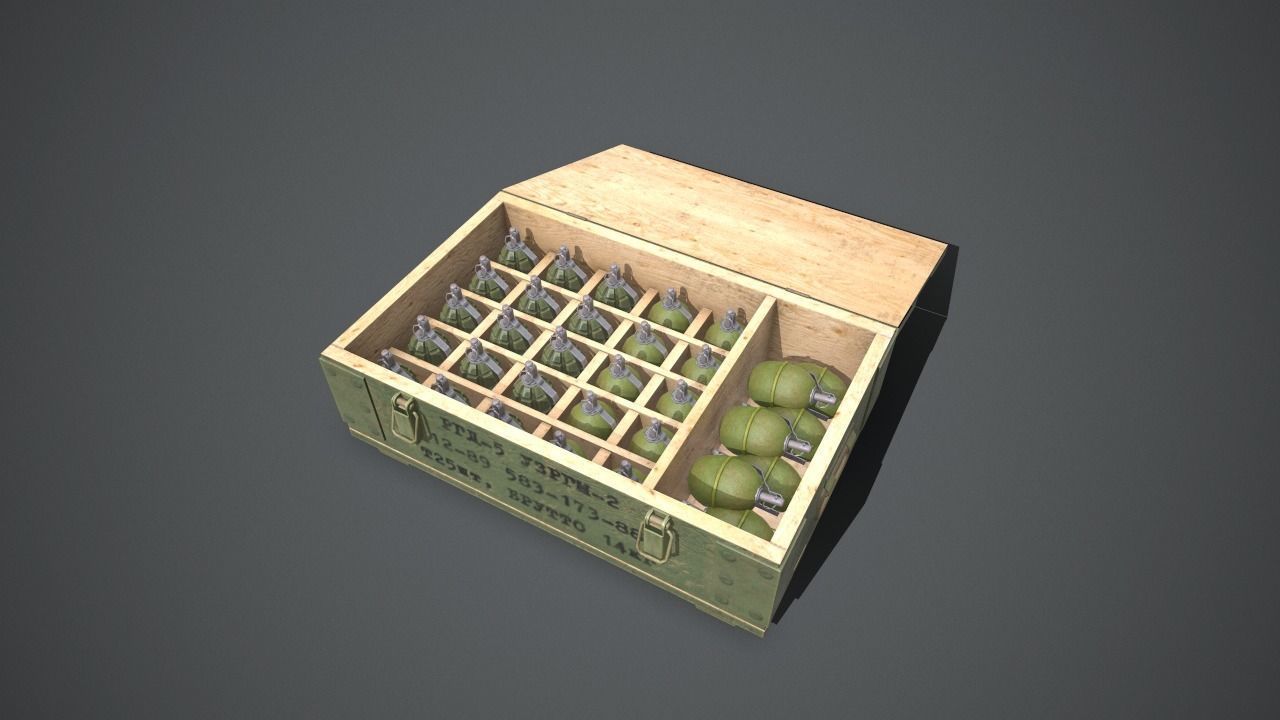 Army grenade box Low-poly 3D model_9