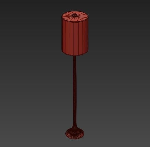 Adesso floor lamp with brass base and shade 3D model_1