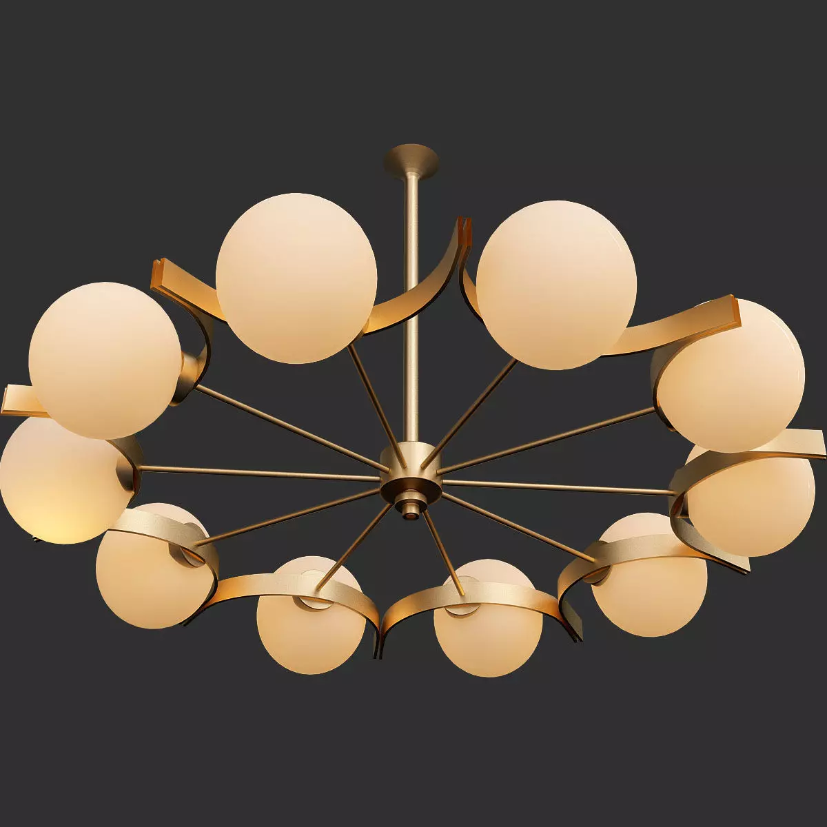 Vintage Twelve Arm Chandelier in the Style of Stilnovo 3D model_0