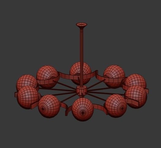 Vintage Twelve Arm Chandelier in the Style of Stilnovo 3D model_1