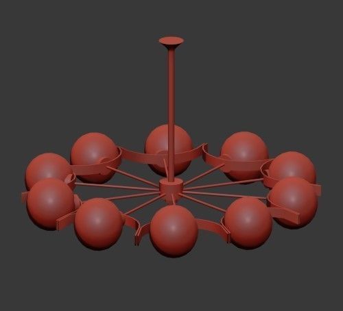 Vintage Twelve Arm Chandelier in the Style of Stilnovo 3D model_5