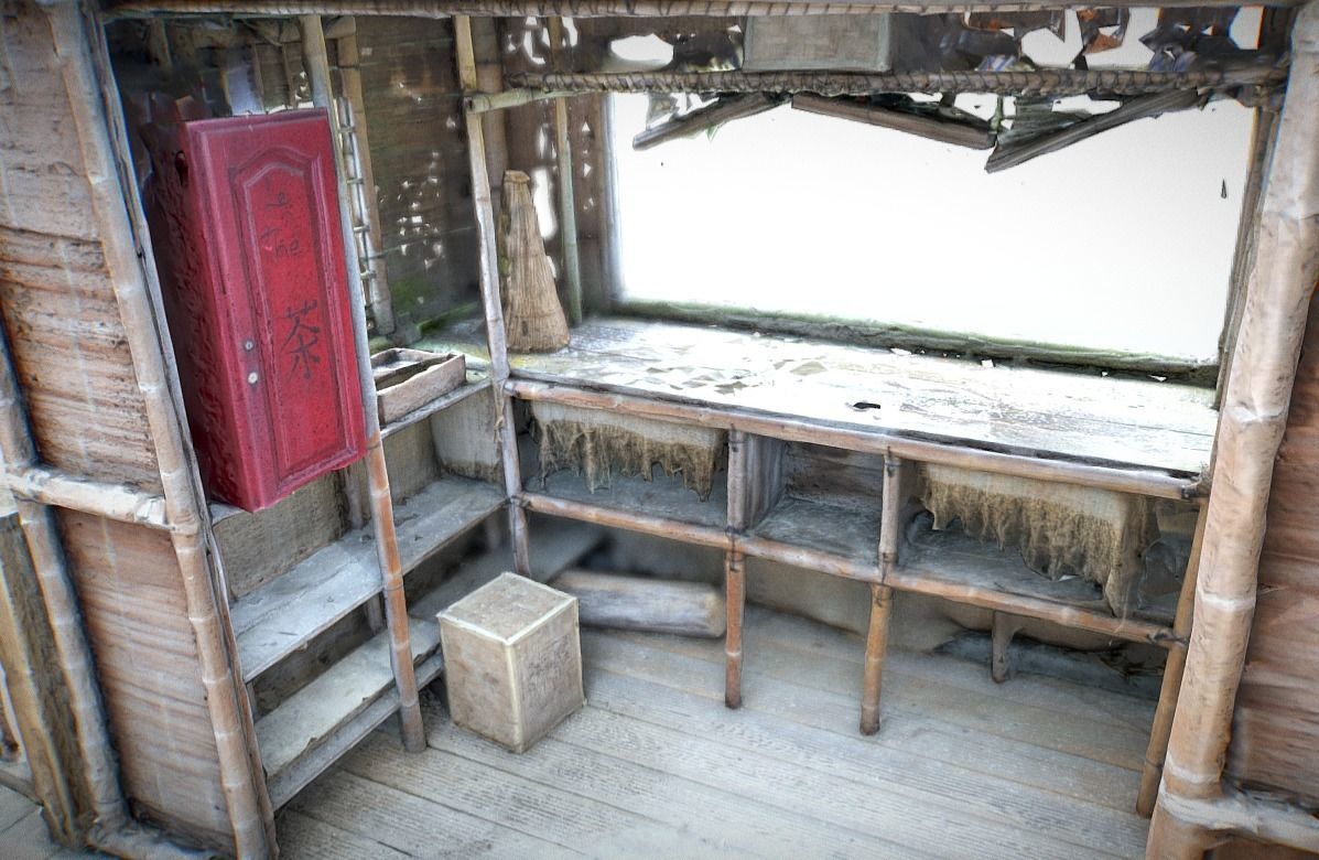 Japanese Bamboo Hut Low-poly 3D model_3