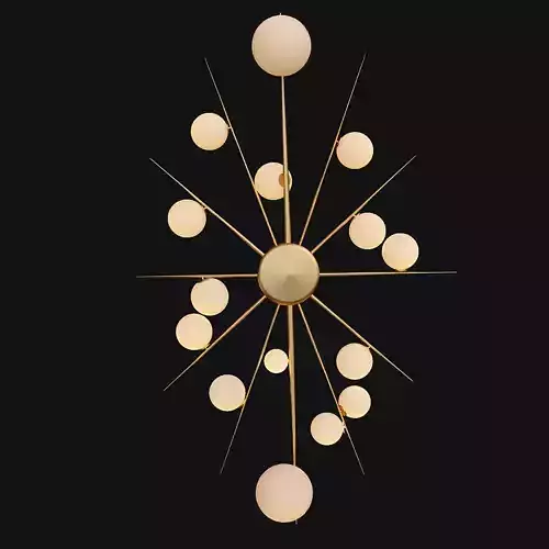 Squarespace gold starburst chandelier with balls 3D model