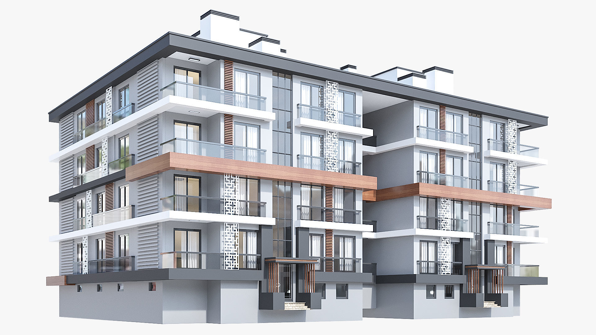 Modern Residential Building 01 3D model_1
