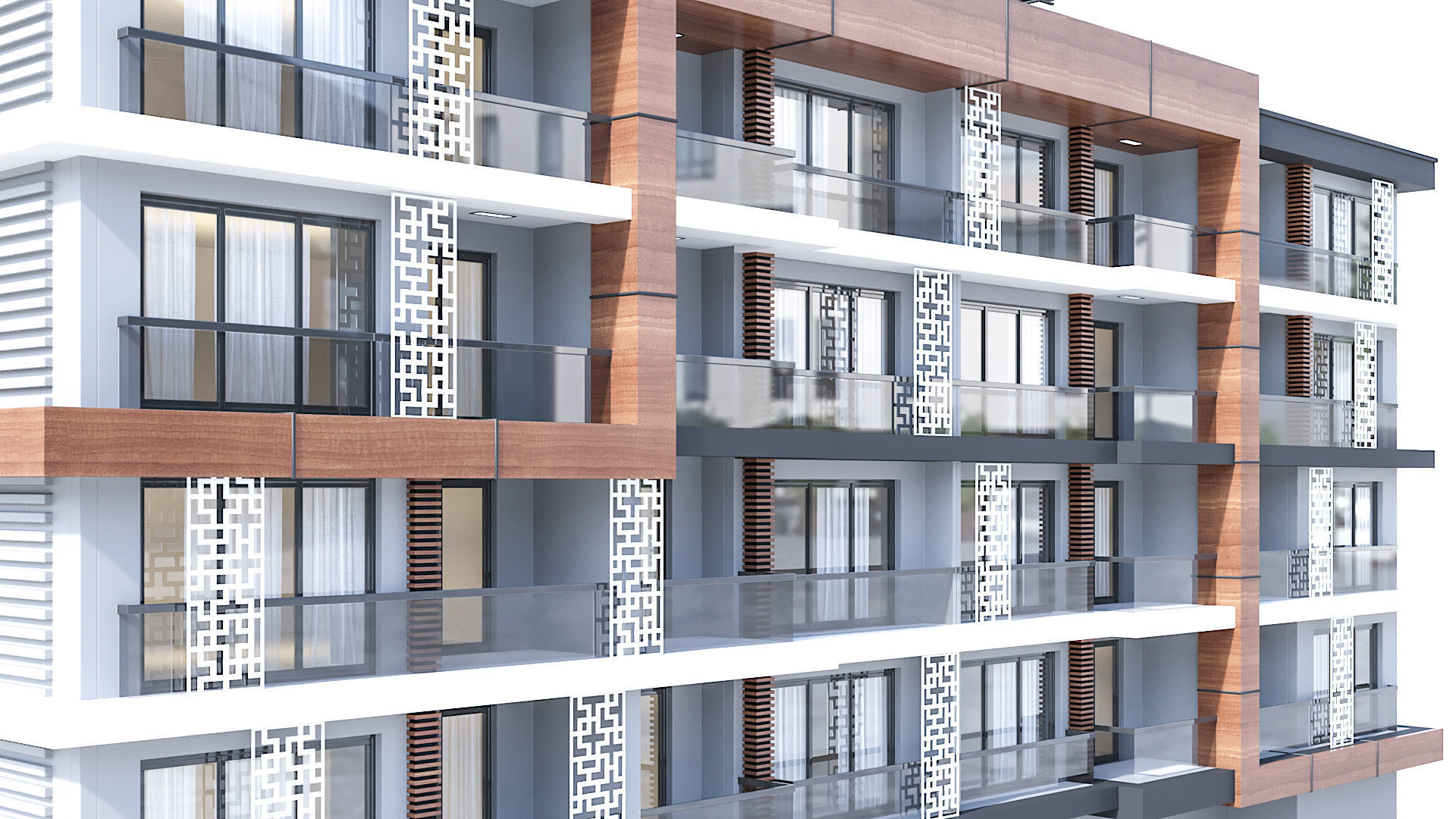Modern Residential Building 01 3D model_2