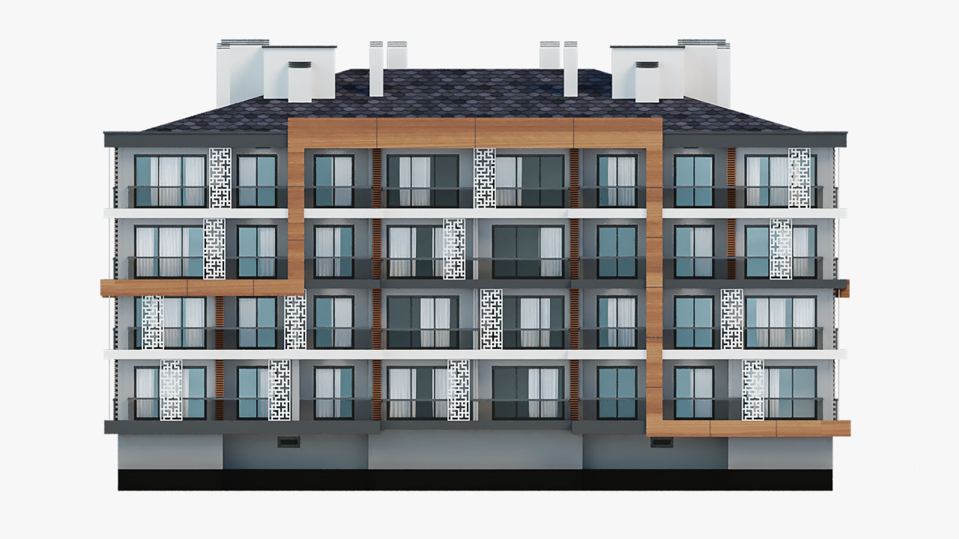 Modern Residential Building 01 3D model_4