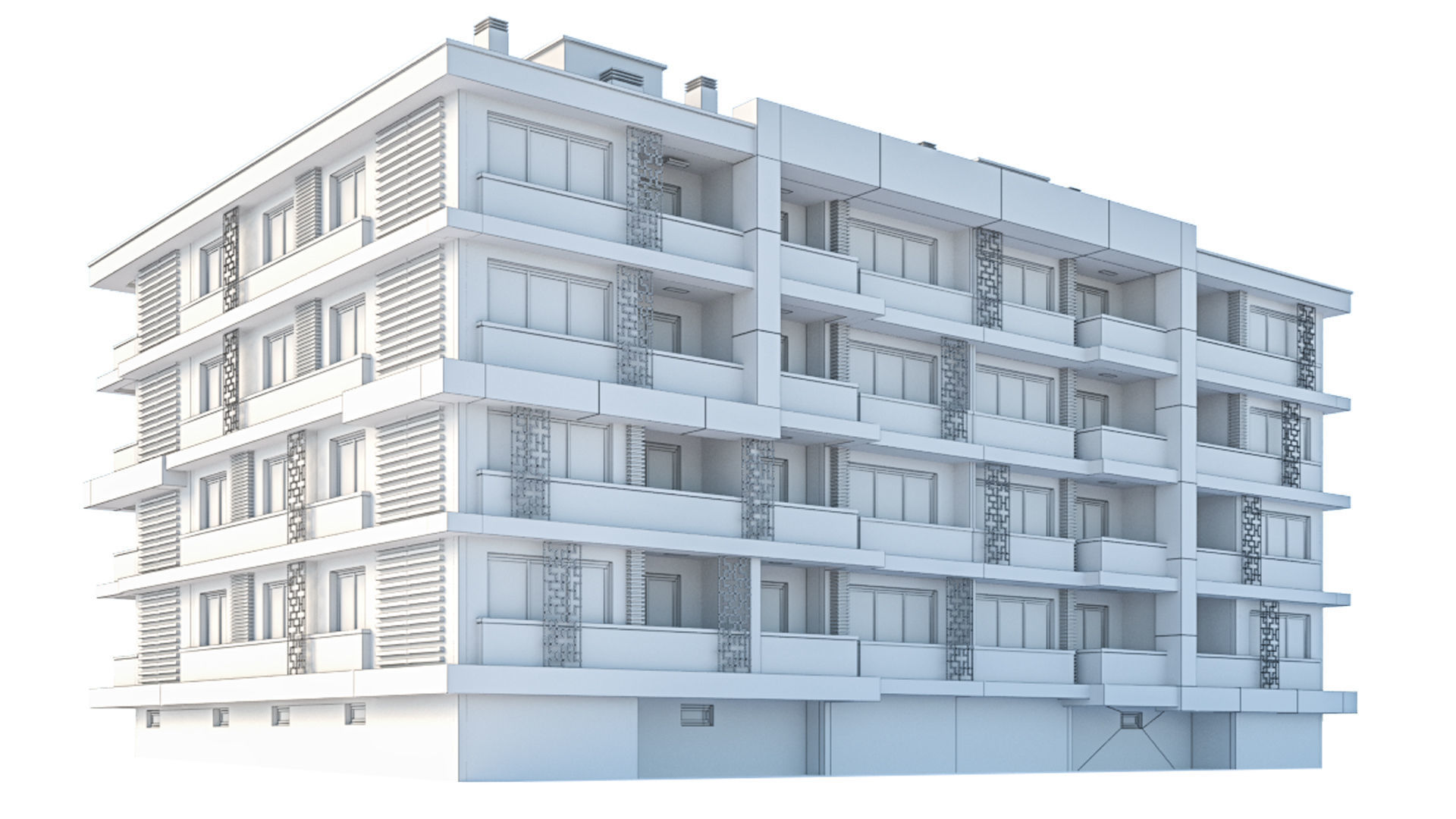 Modern Residential Building 01 3D model_5
