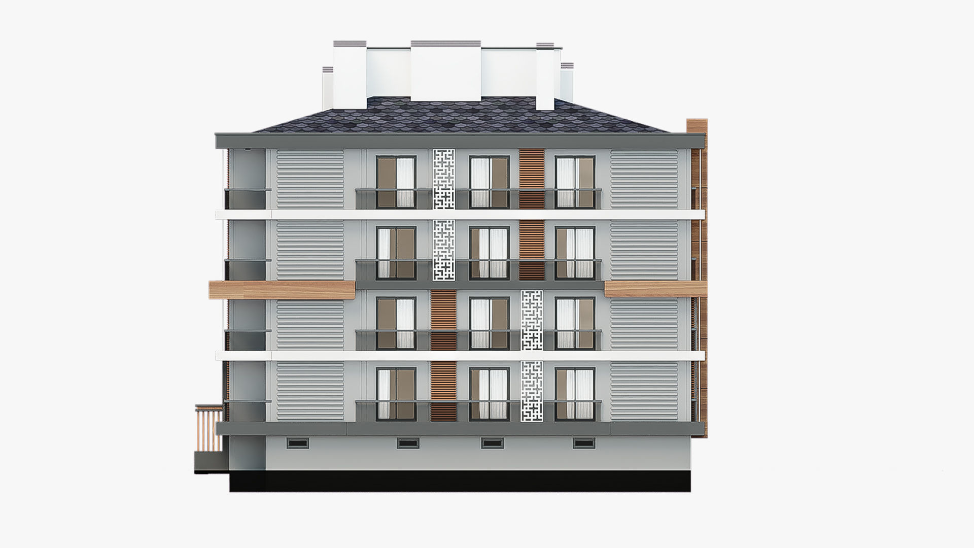 Modern Residential Building 01 3D model_3