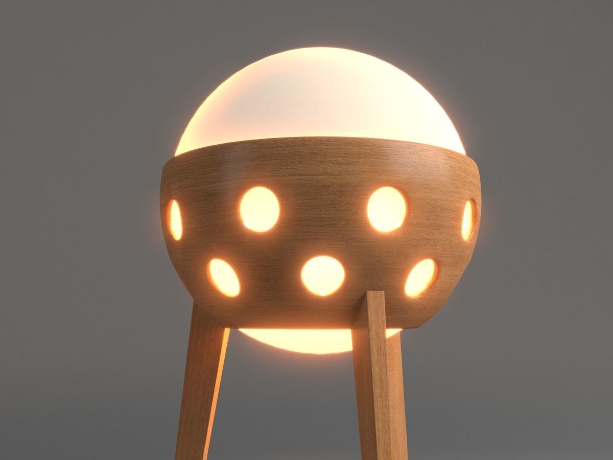 Wooden Garden Lamp Design With Light 3D model_2