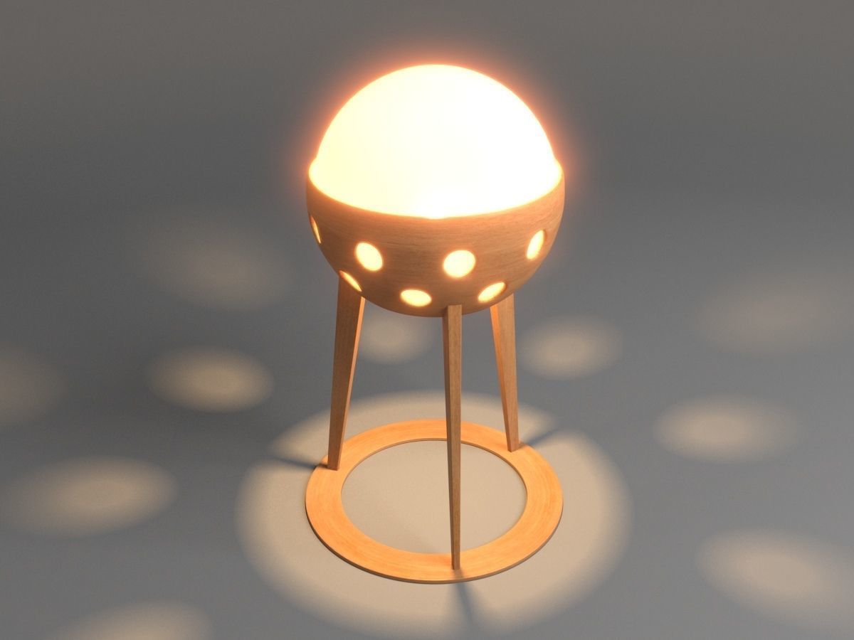 Wooden Garden Lamp Design With Light 3D model_3
