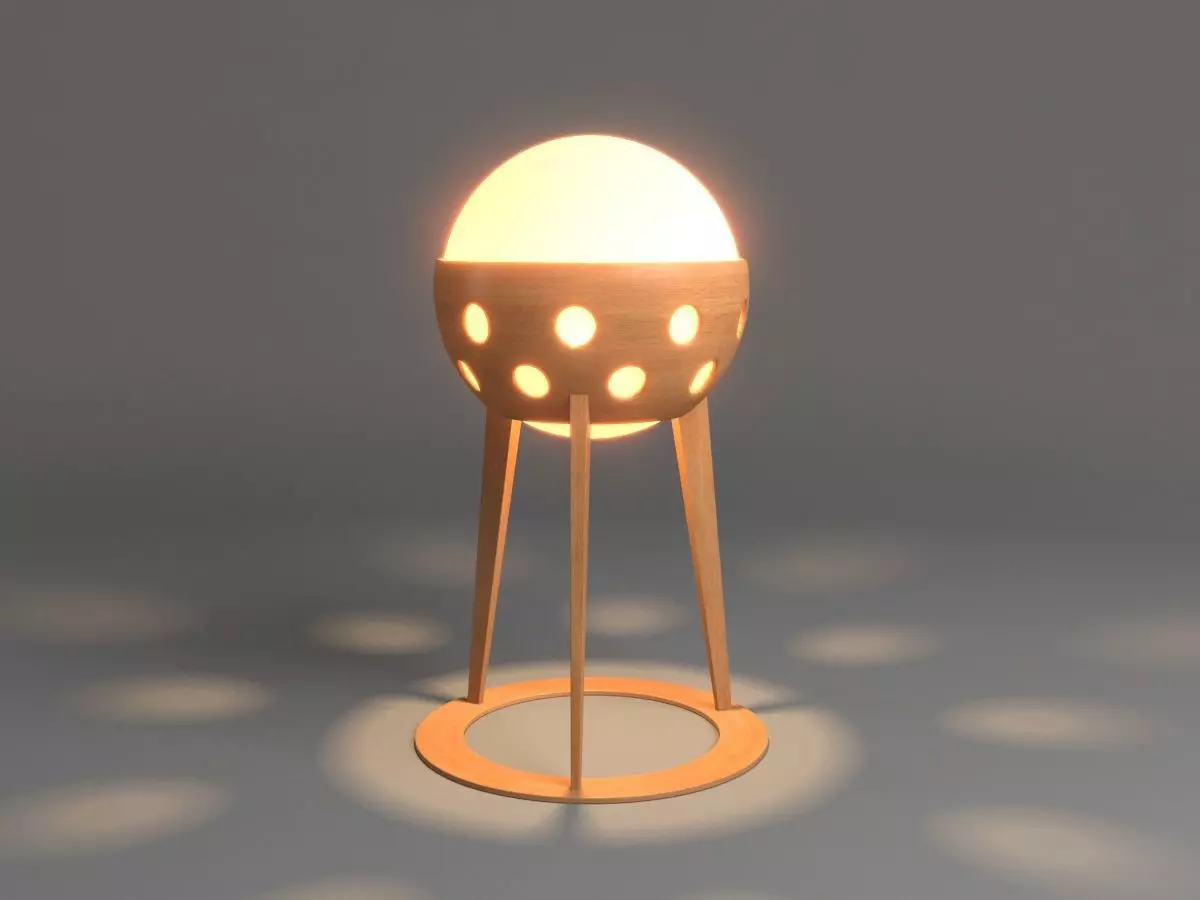 Wooden Garden Lamp Design With Light 3D model_0