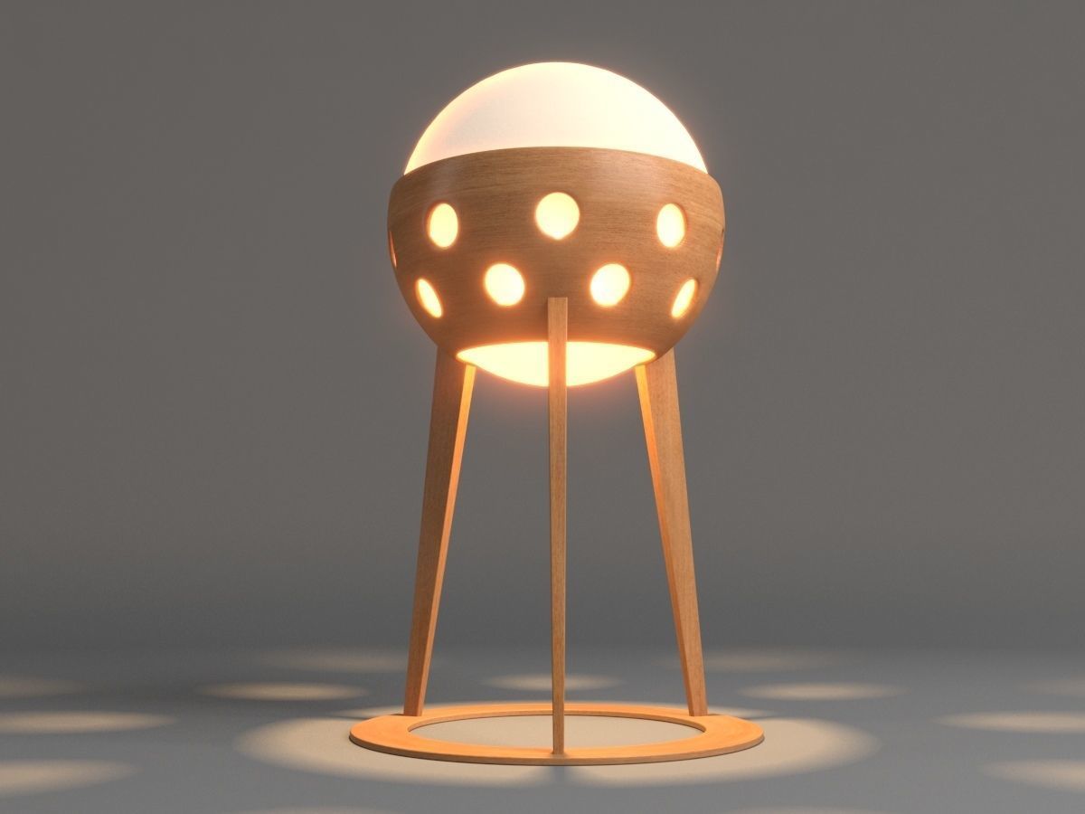 Wooden Garden Lamp Design With Light 3D model_1