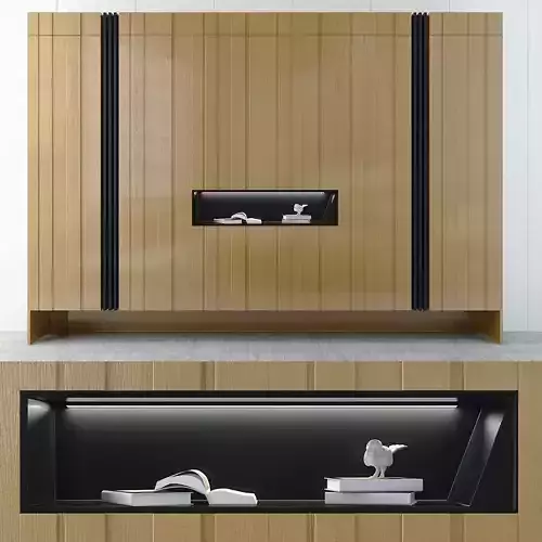 Wardrobe wood modern 3d model