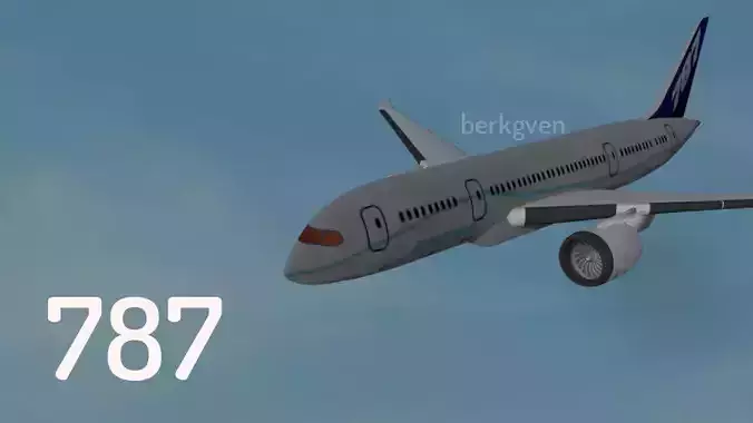 Boeing 787 Dreamliner Low Poly Low-poly 3D model
