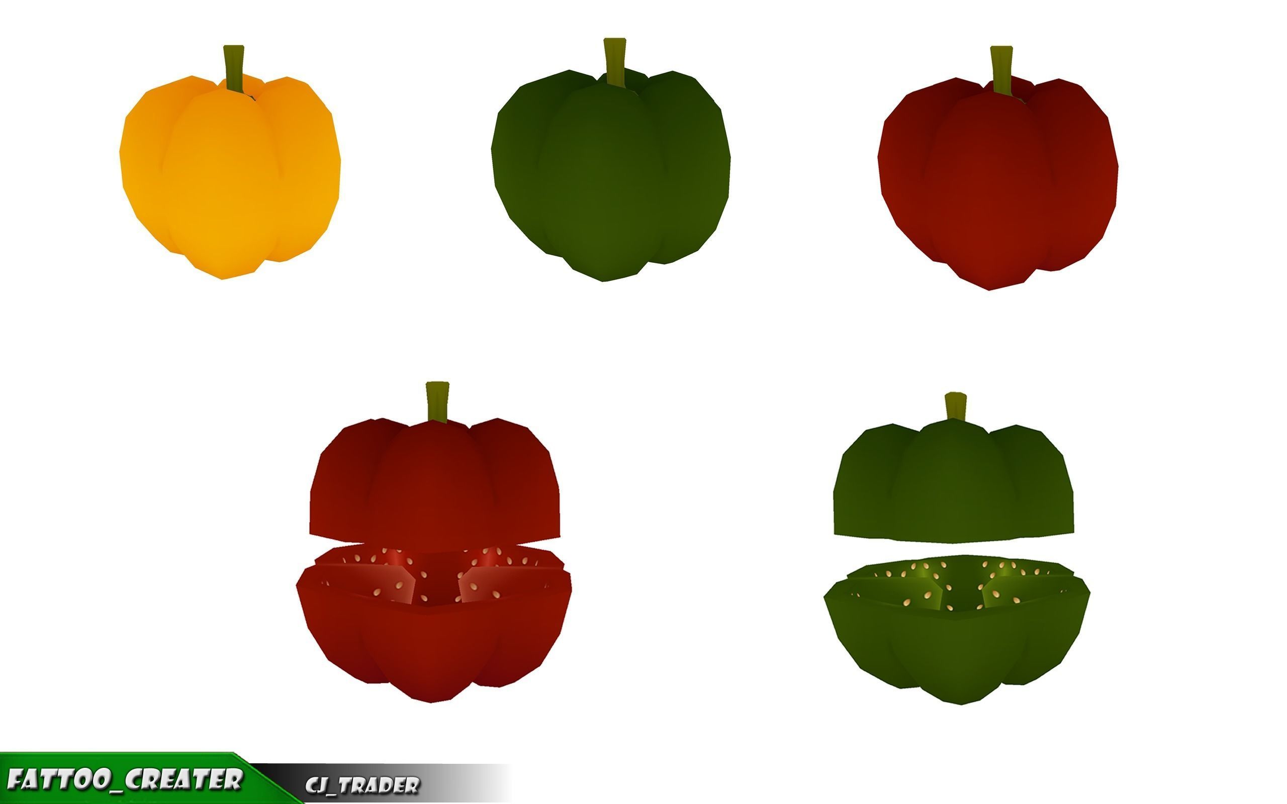 Cartoon Fruits And Vegetables Collection Pack 3d model Low-poly 3D model_9