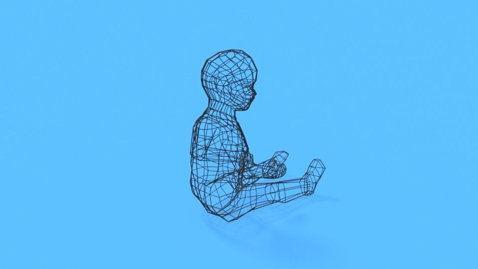 Low Poly Baby Sitting On The Floor Low-poly 3D model_13