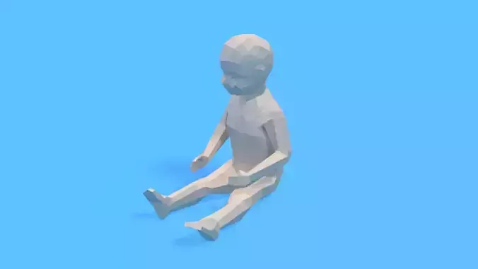 Low Poly Baby Sitting On The Floor Low-poly 3D model