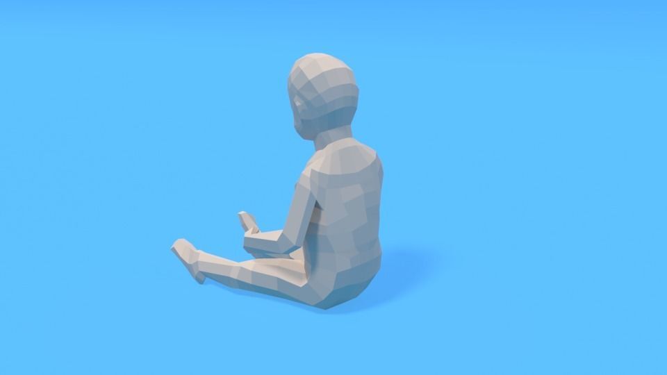 Low Poly Baby Sitting On The Floor Low-poly 3D model_6