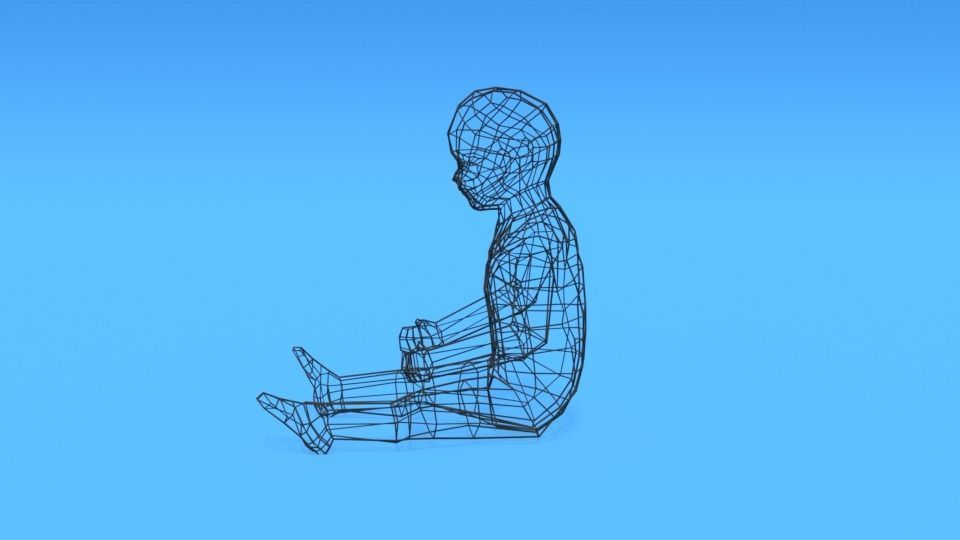 Low Poly Baby Sitting On The Floor Low-poly 3D model_16