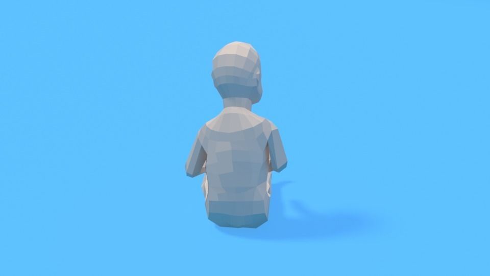 Low Poly Baby Sitting On The Floor Low-poly 3D model_5