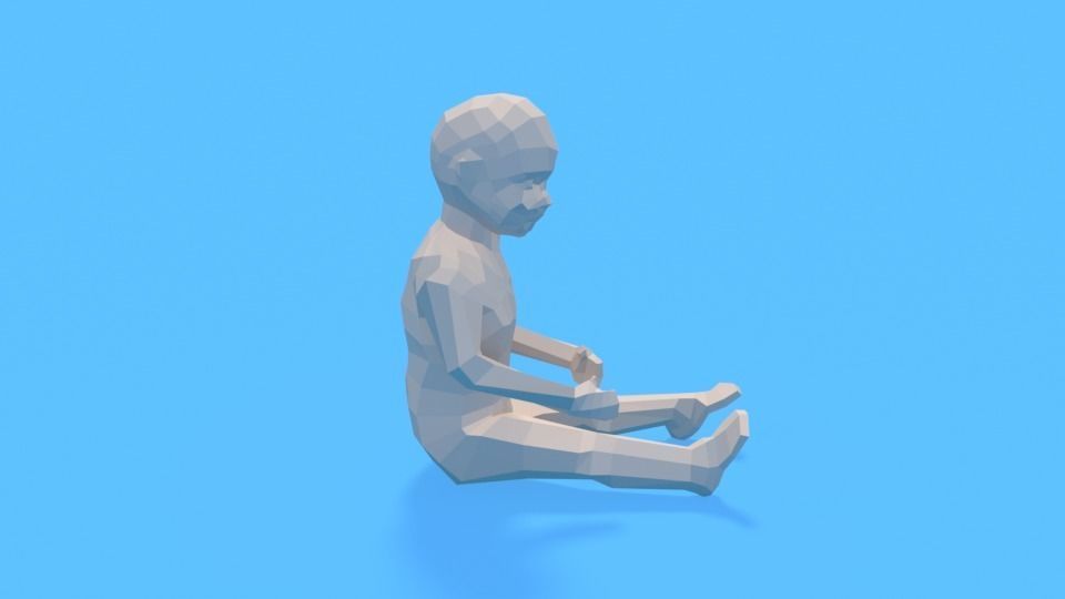 Low Poly Baby Sitting On The Floor Low-poly 3D model_3
